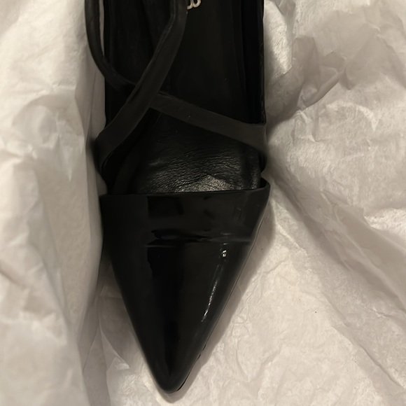 Black patent and black leather cage, design stilettos size 6 1/2 M by LAMB - Picture 5 of 9